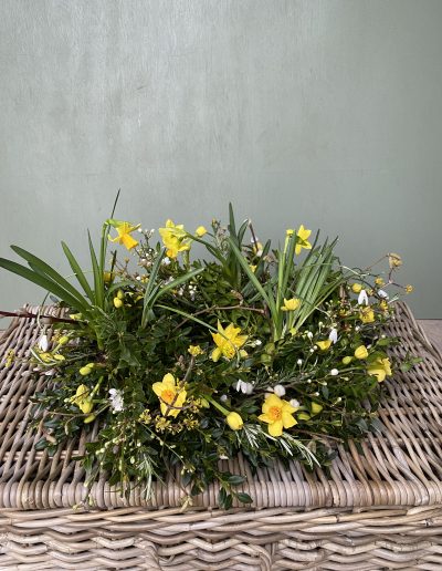 Spring Funeral Wreath made with compostable flowers