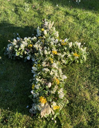 Natural Garden Style Funeral Flower Cross, Ledbury